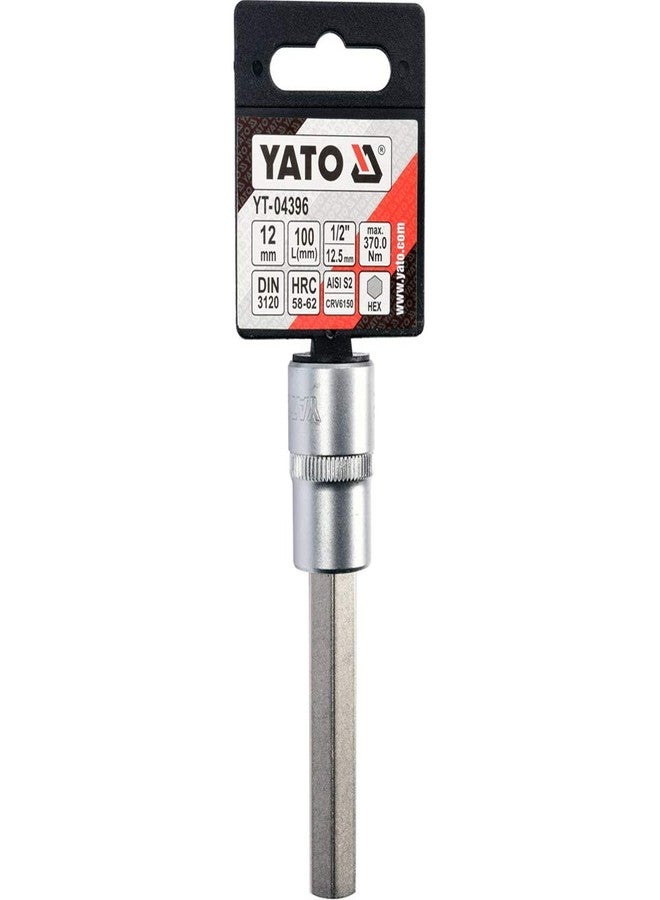 Yato Yt-04396 Socket Bit Of Size 12Mm & Length 100Mm For 1, 2 Inch Drive Socket Wrench Set (Silver), steel - Image 3